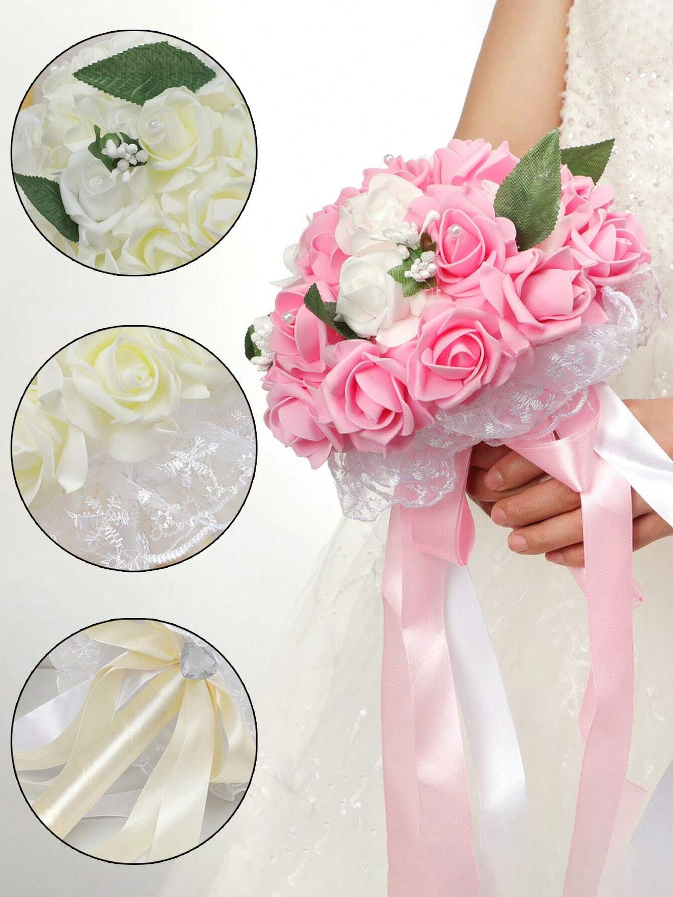 Luxurious Bridal Bouquet With Lace Dress Hem