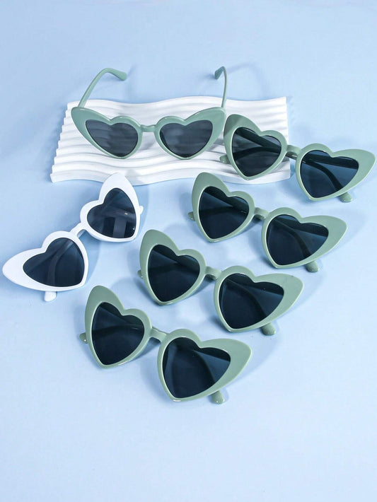 6 pairs Heart Shaped Glasses For Wedding Team - Green