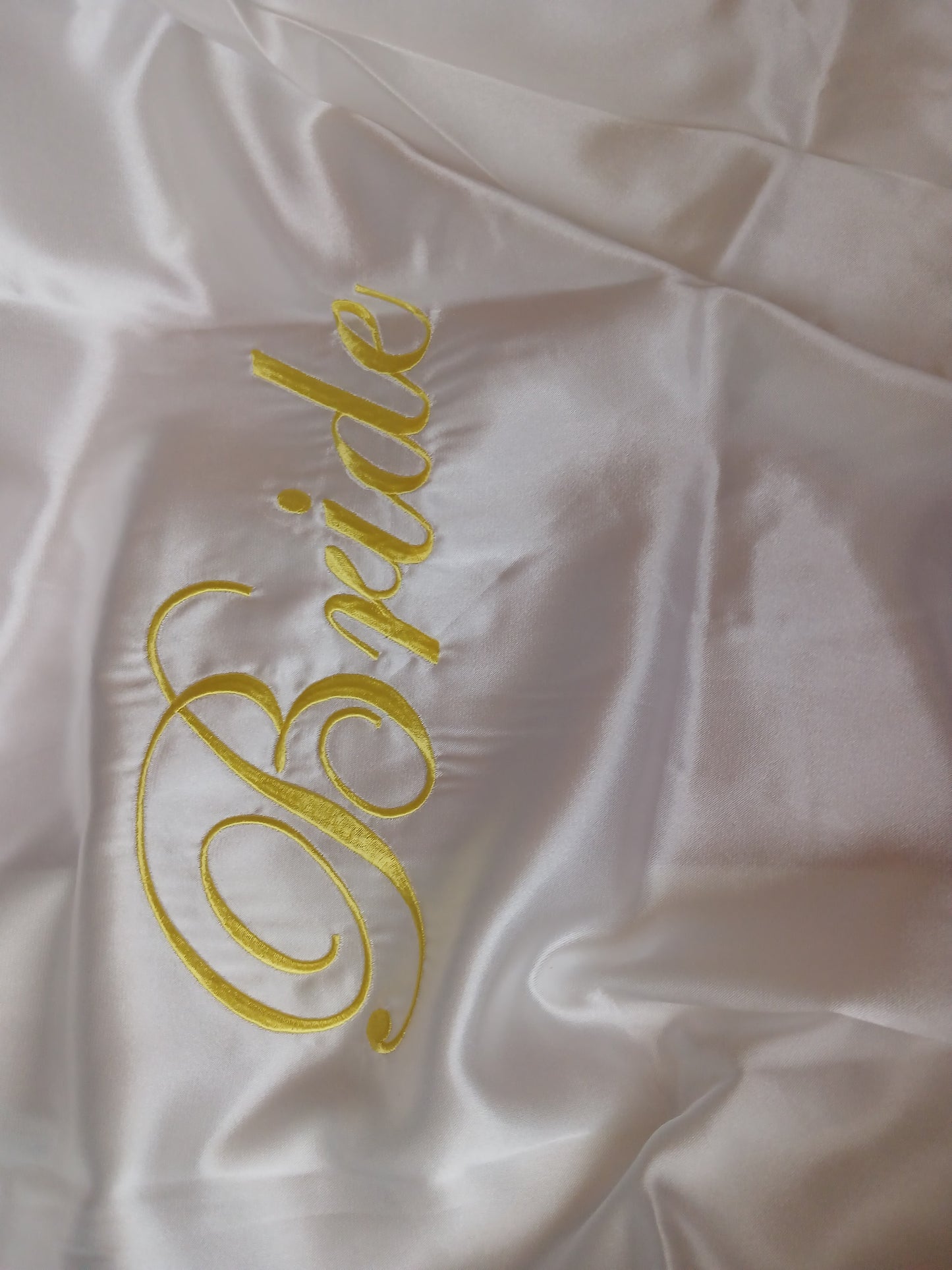 Yellow Print Letter Embroidered Satin Bride Robe