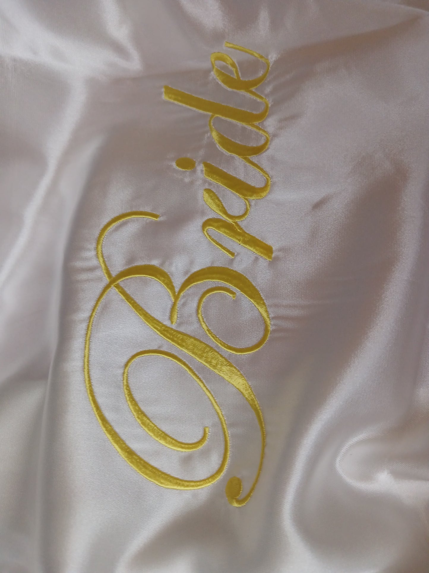 Yellow Print Letter Embroidered Satin Bride Robe