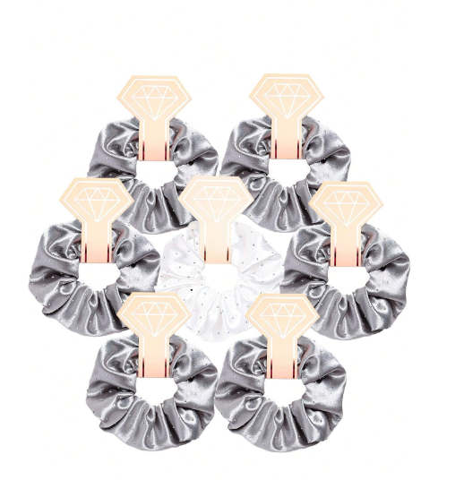 7pcs  Satin Hair Scrunchies Set Grey