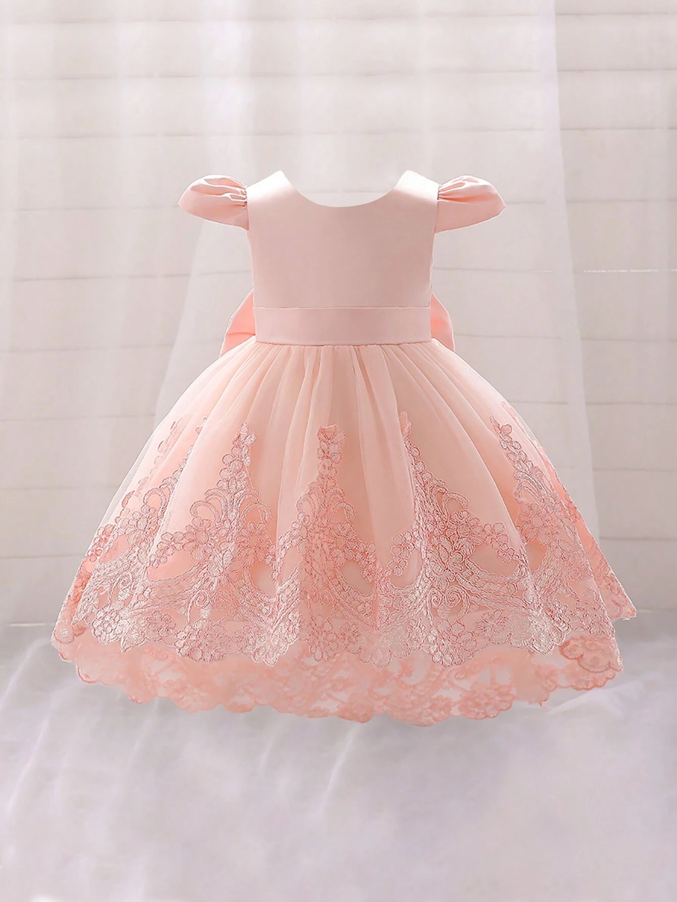 Toddler Embroidery Mesh Hem Party Dress Preorder