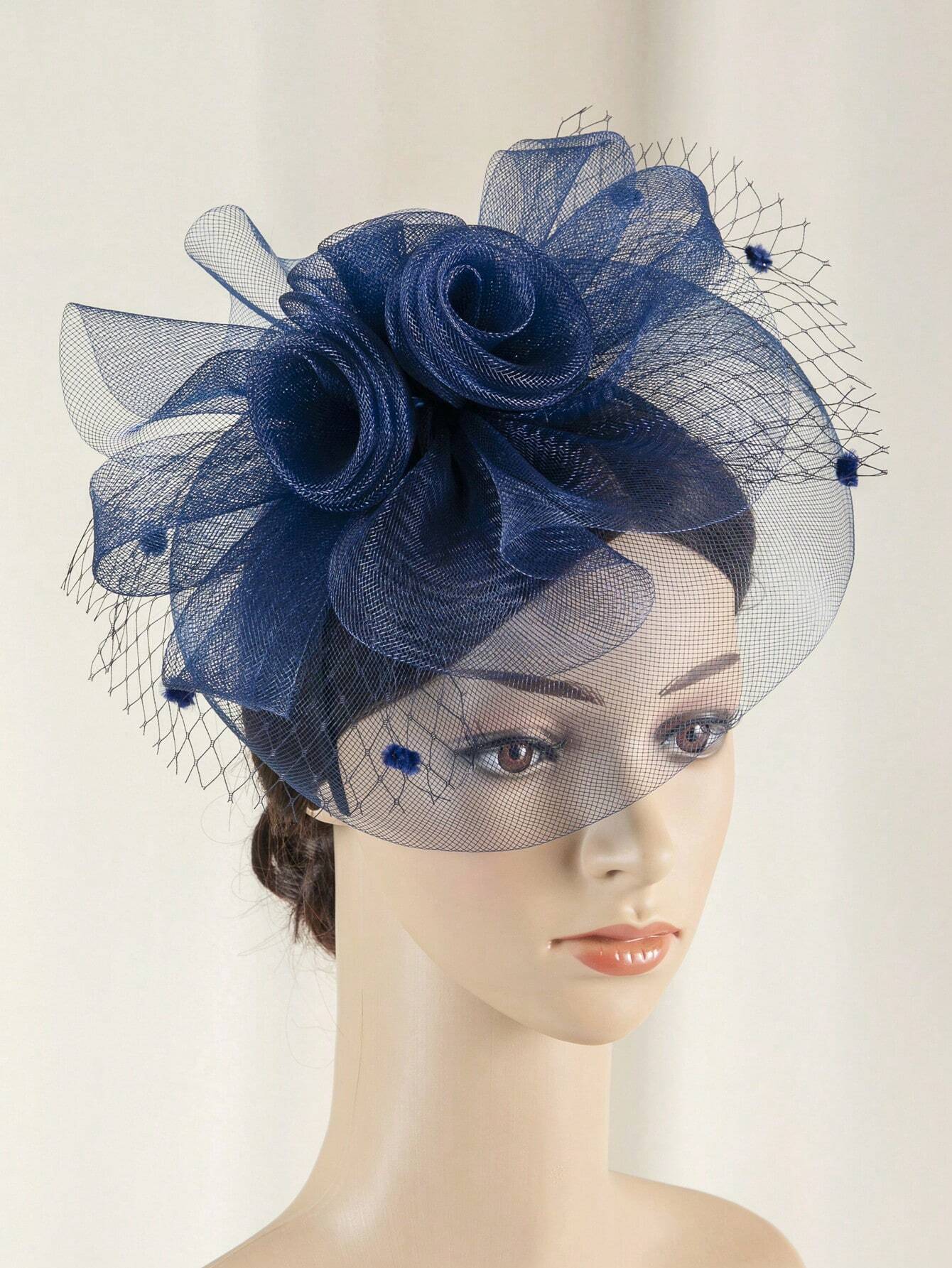 Store Navy Blue Flower Fascinator Minihat