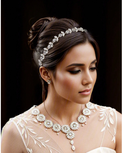 Bridal Alloy Headband With Organza Fabric