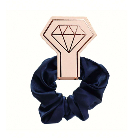 7Pc Satin Hair Scrunchies Set Navy