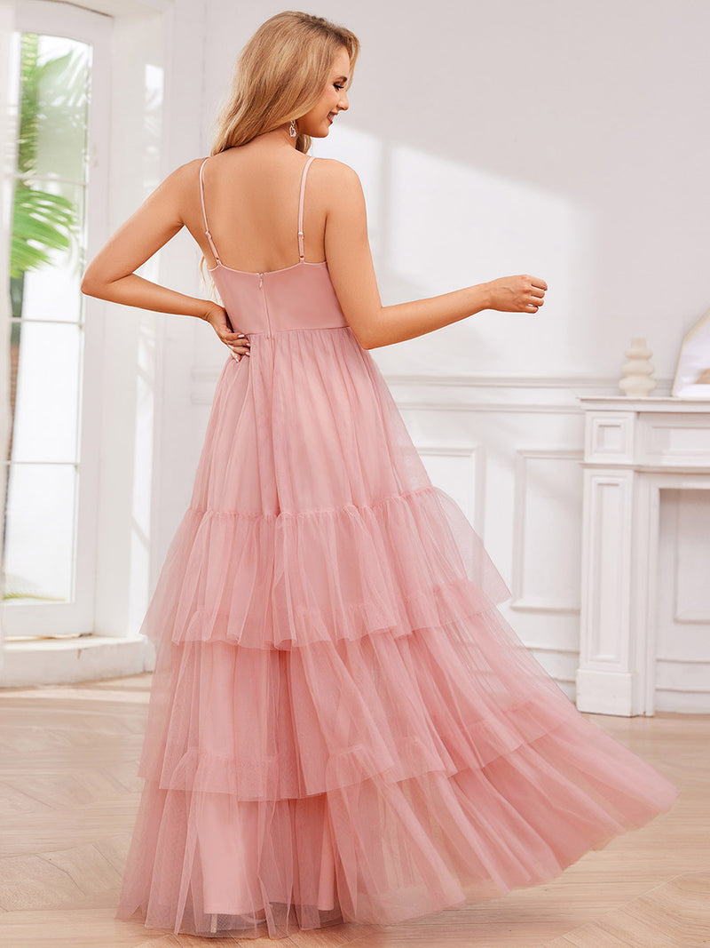 Spaghetti Straps A-Line Layered Tulle Dress