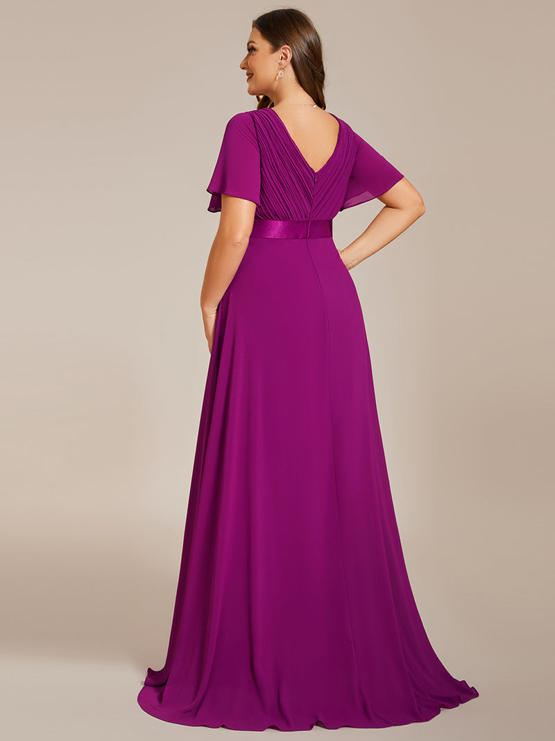 Double V-Neck Ruffles Padded Plus Size Bridesmaids Dresses