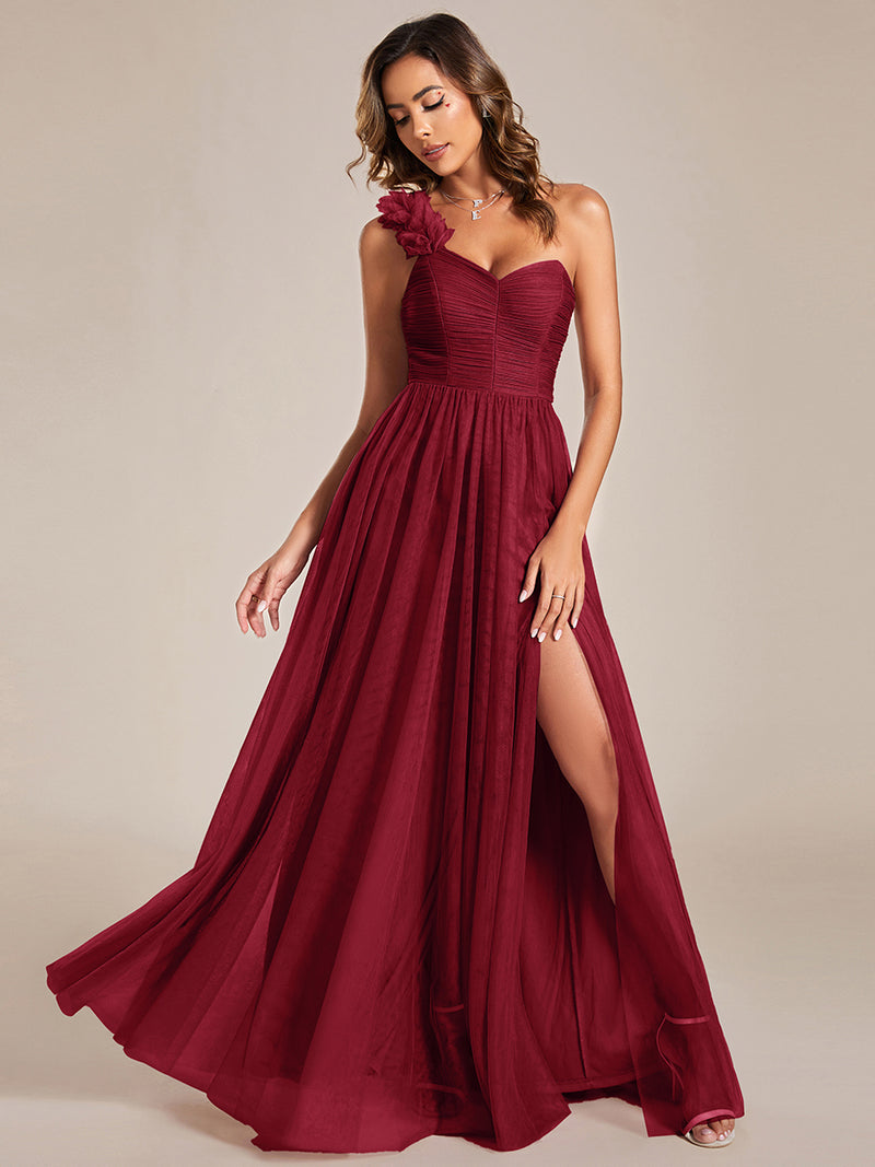 Pleated Backless One Shoulder Bridesmaid Dresses