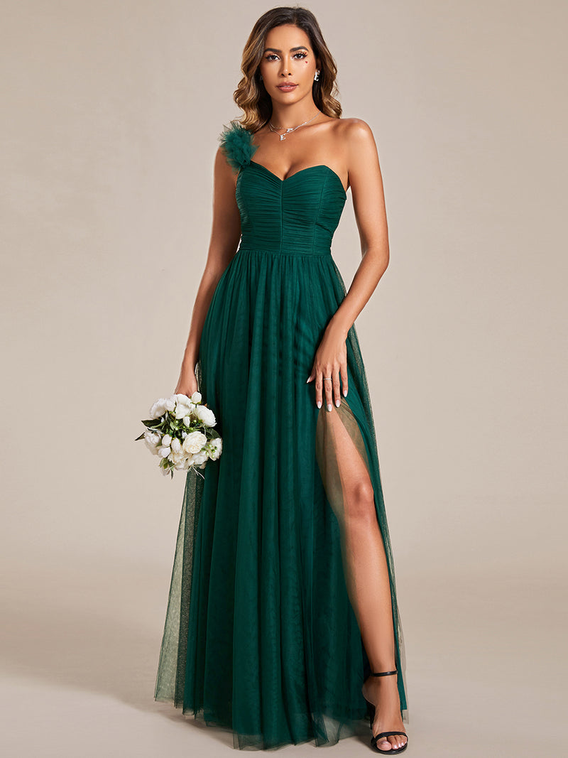 Pleated Backless One Shoulder Bridesmaid Dresses