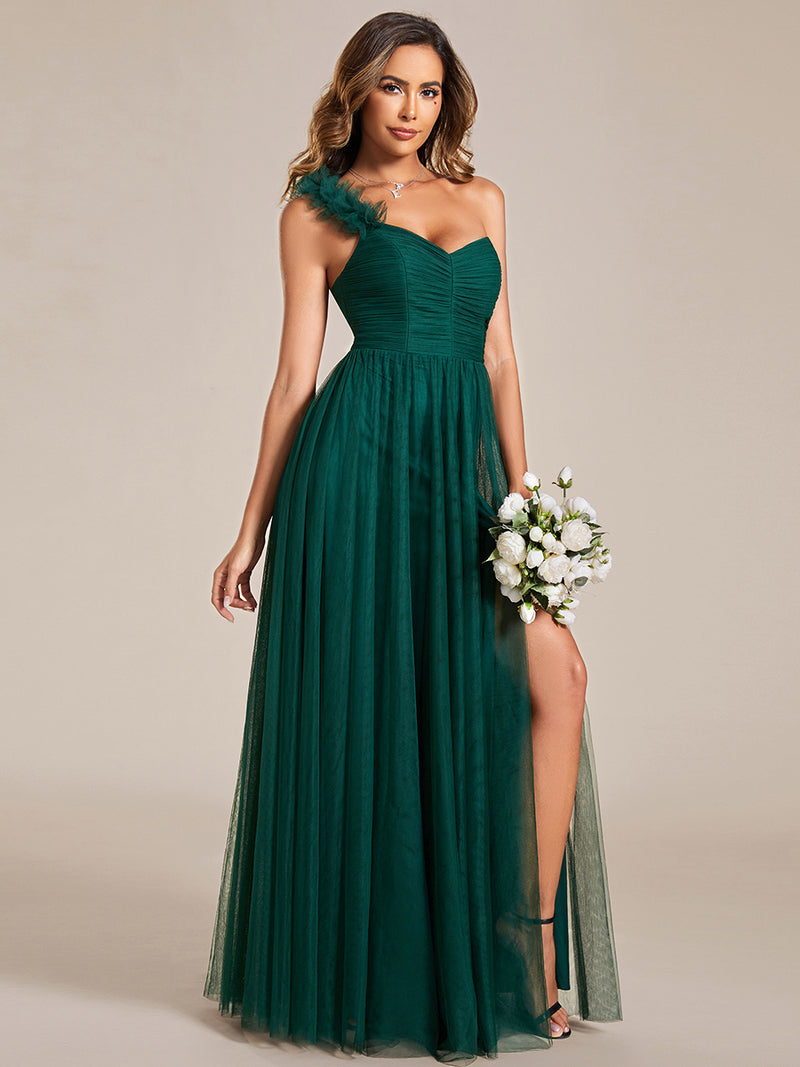 Pleated Backless One Shoulder Bridesmaid Dresses