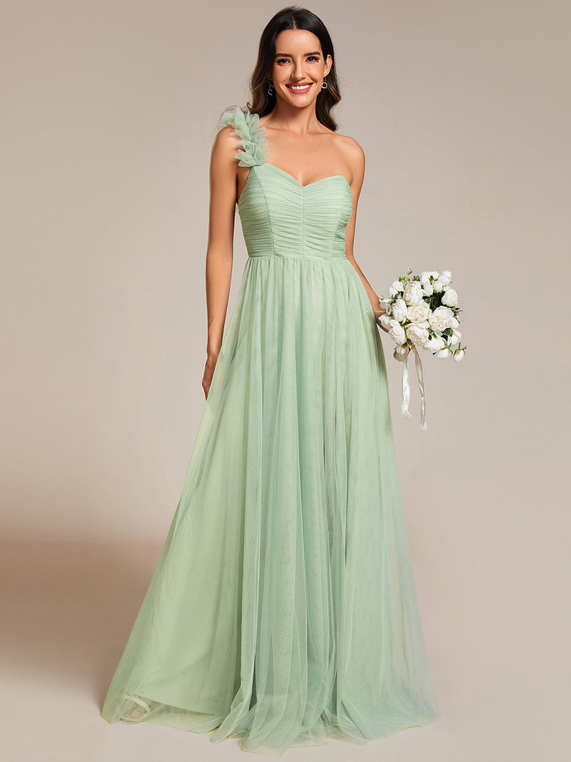 Pleated Backless One Shoulder Bridesmaid Dresses