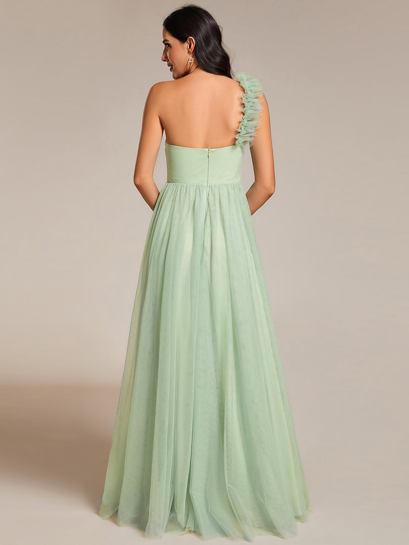 Pleated Backless One Shoulder Bridesmaid Dresses