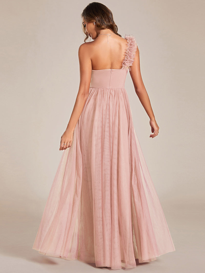 Pleated Backless One Shoulder Bridesmaid Dresses