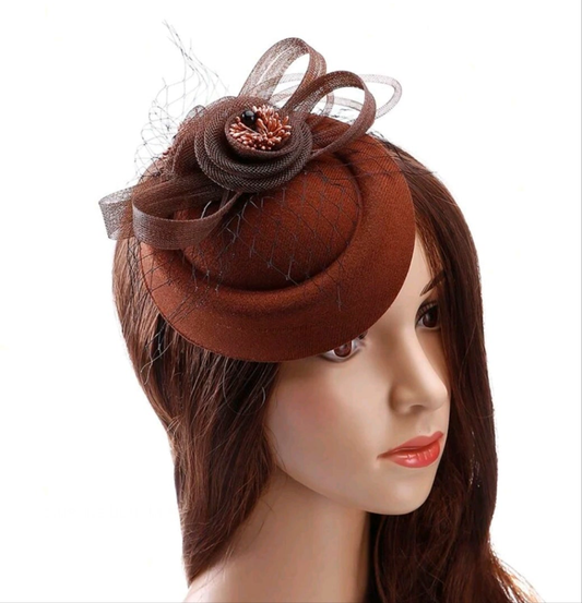 Brown Flower Mesh Fascinator