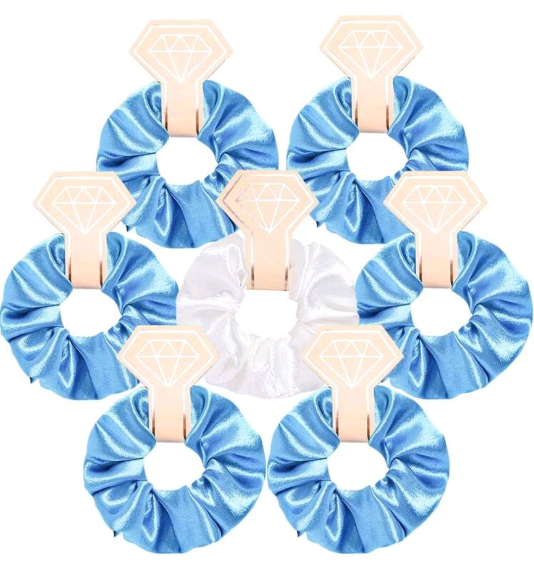 7pcs  Satin Hair Scrunchies Set Blue