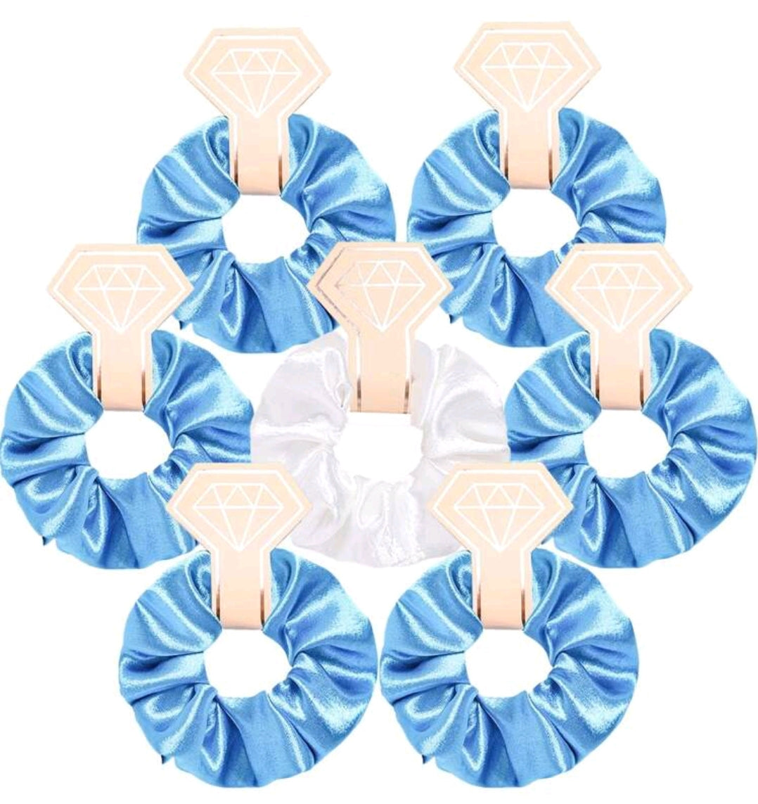 7pcs  Satin Hair Scrunchies Set Blue