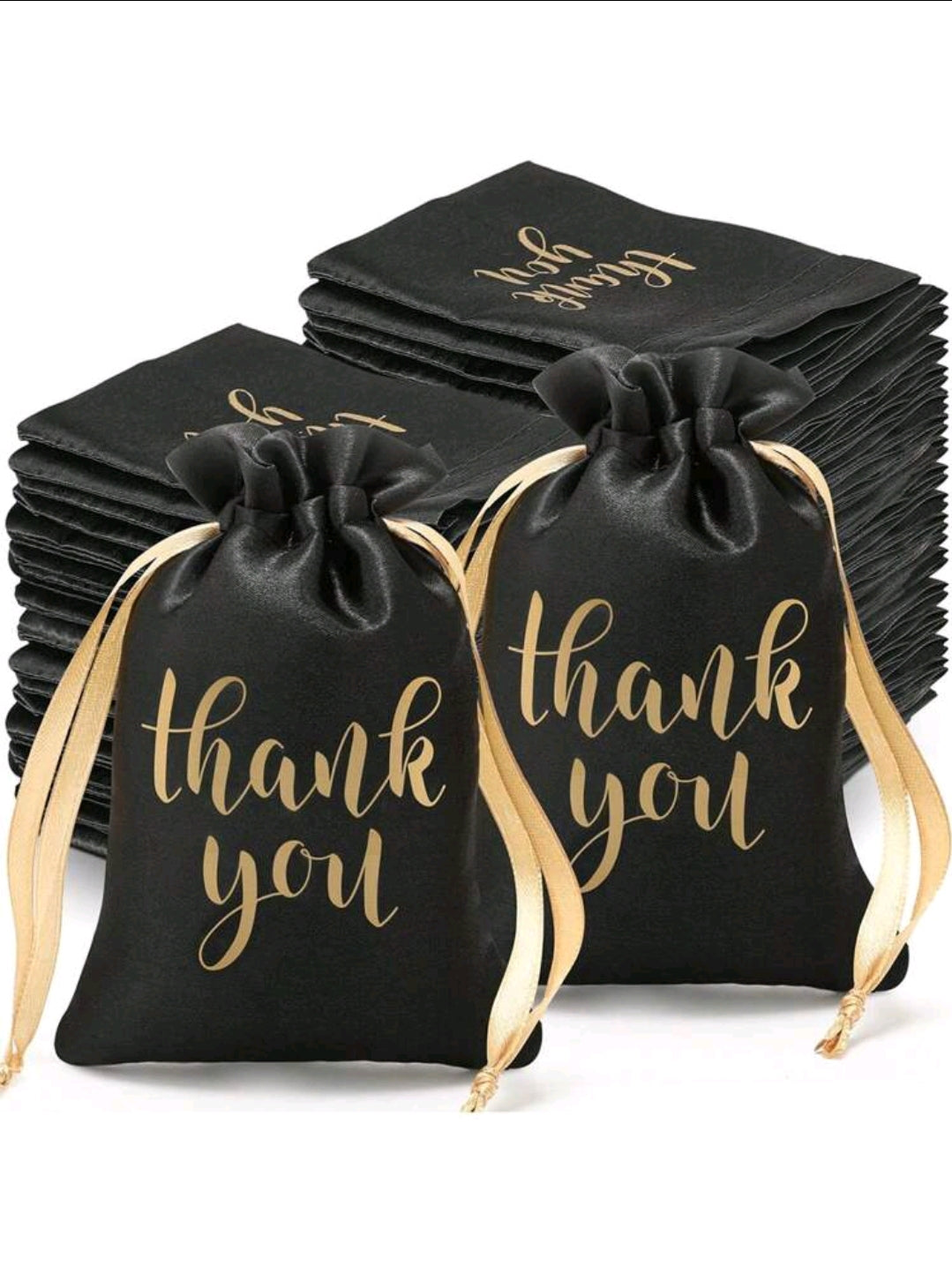 5pcs Thank You Satin Drawstring Bags