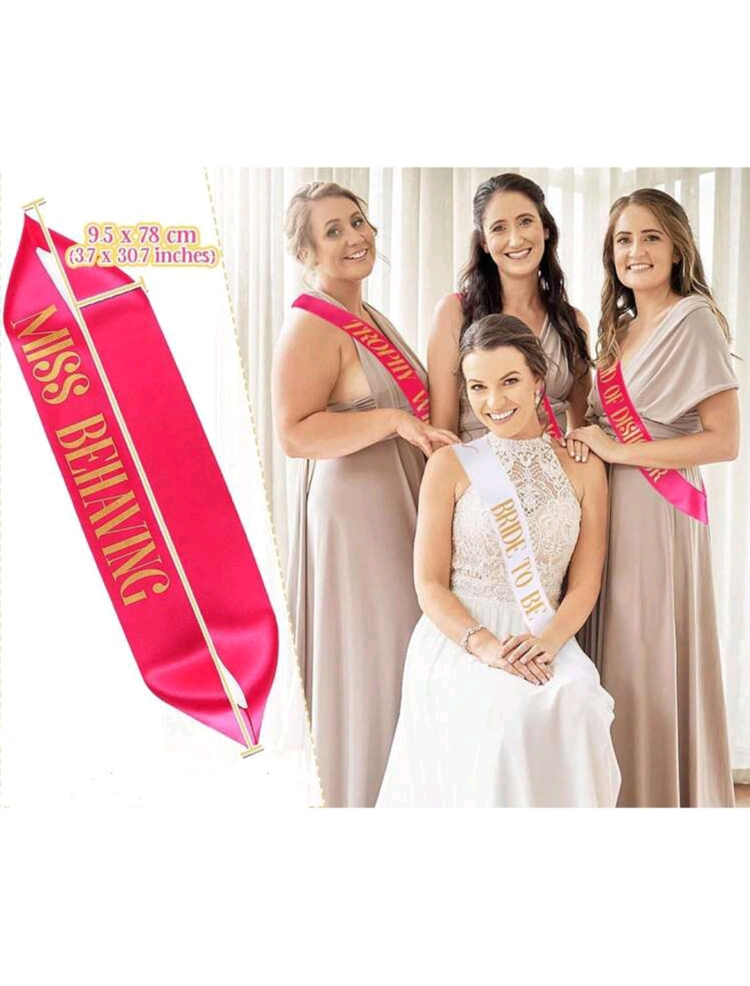 12pcs/Set - Bachelorette Party Sash Hot Pink