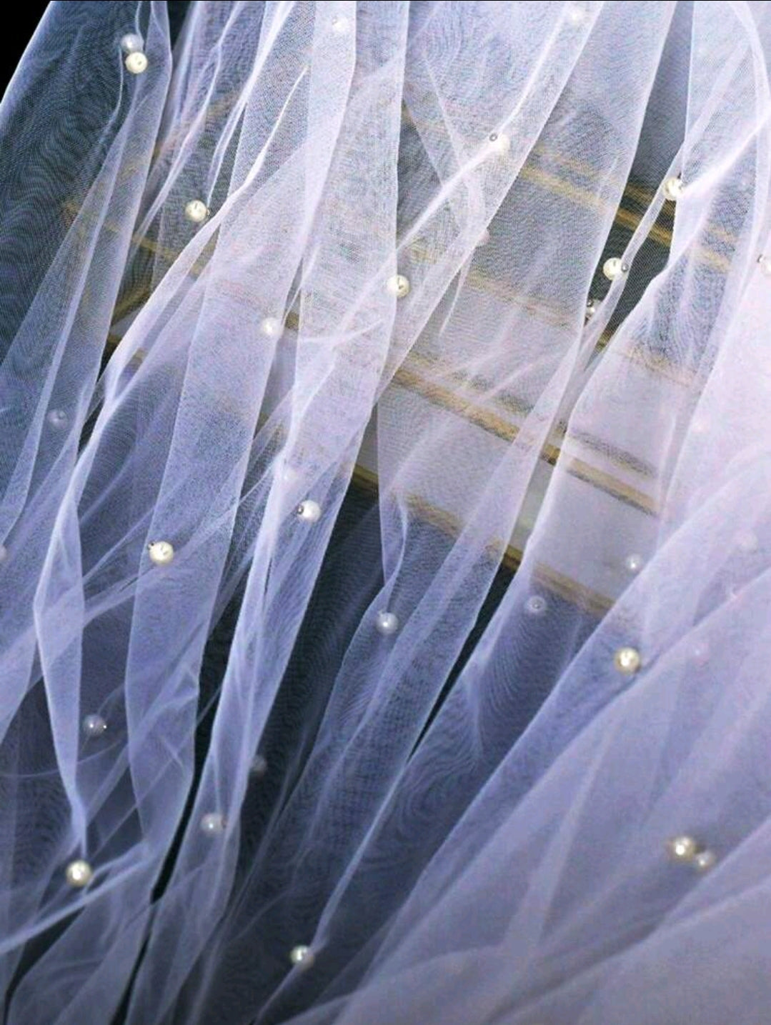 Pearl Long Veil With Comb