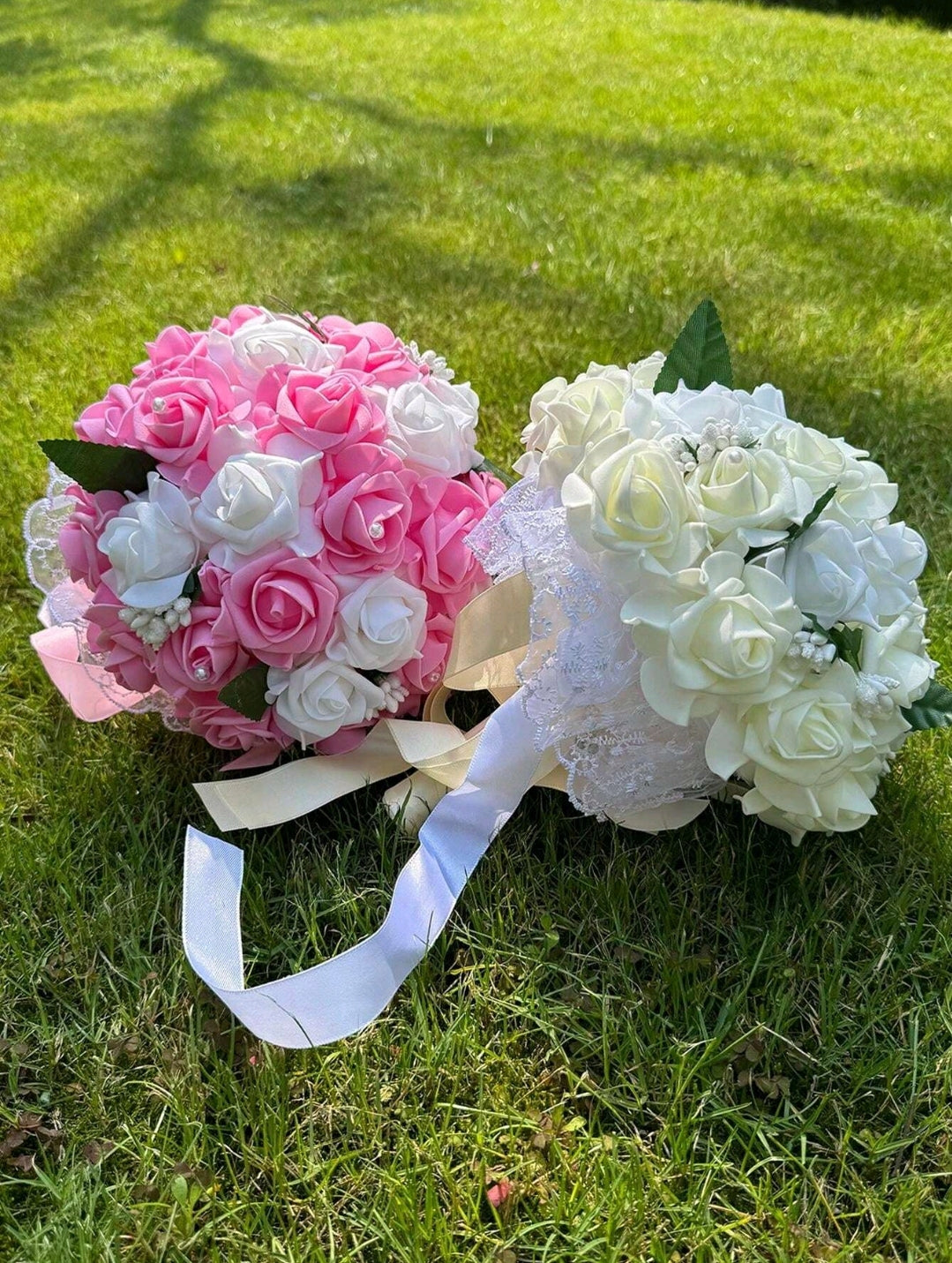 Luxurious Bridal Bouquet With Lace Dress Hem