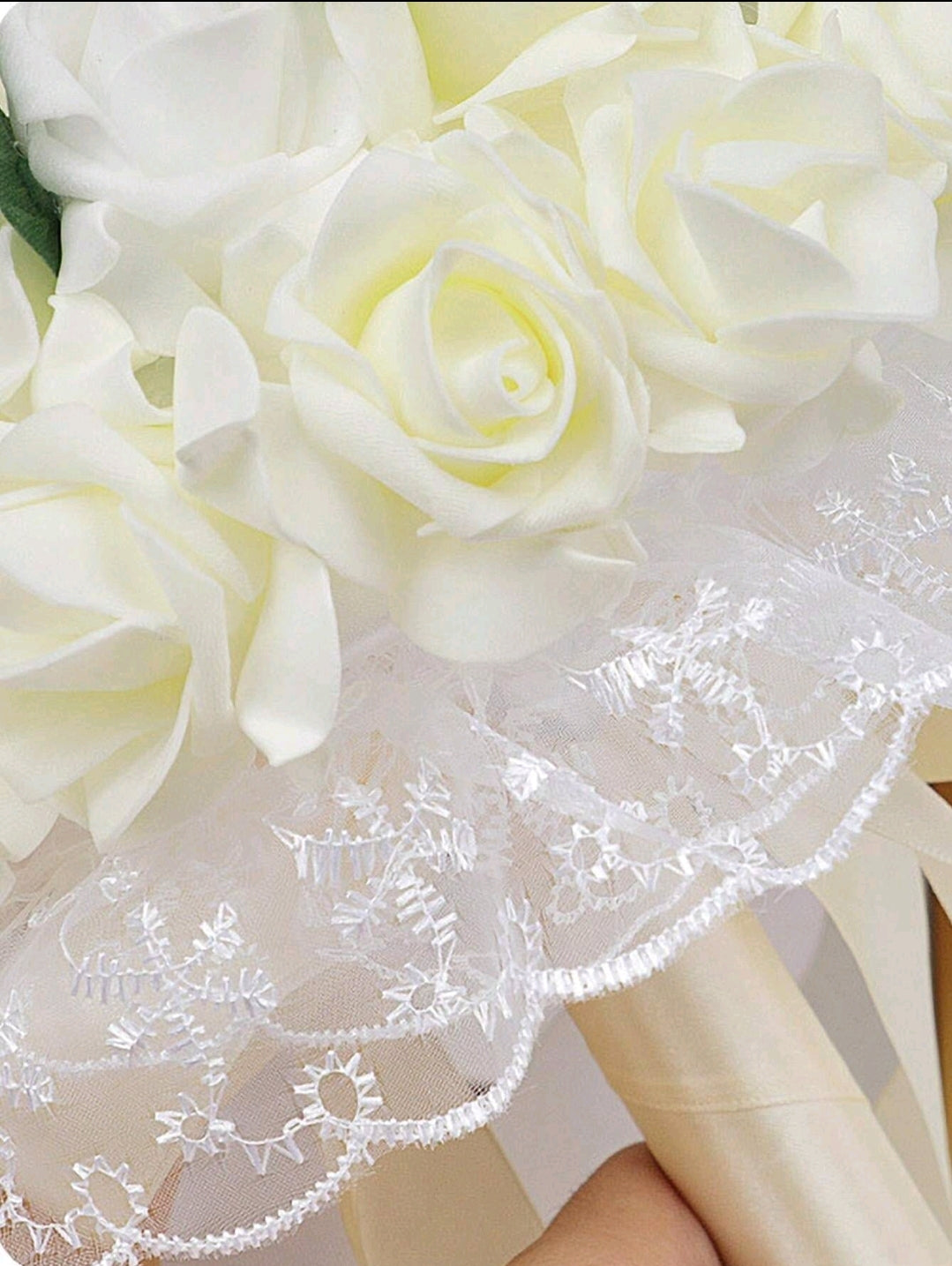 Luxurious Bridal Bouquet With Lace Dress Hem