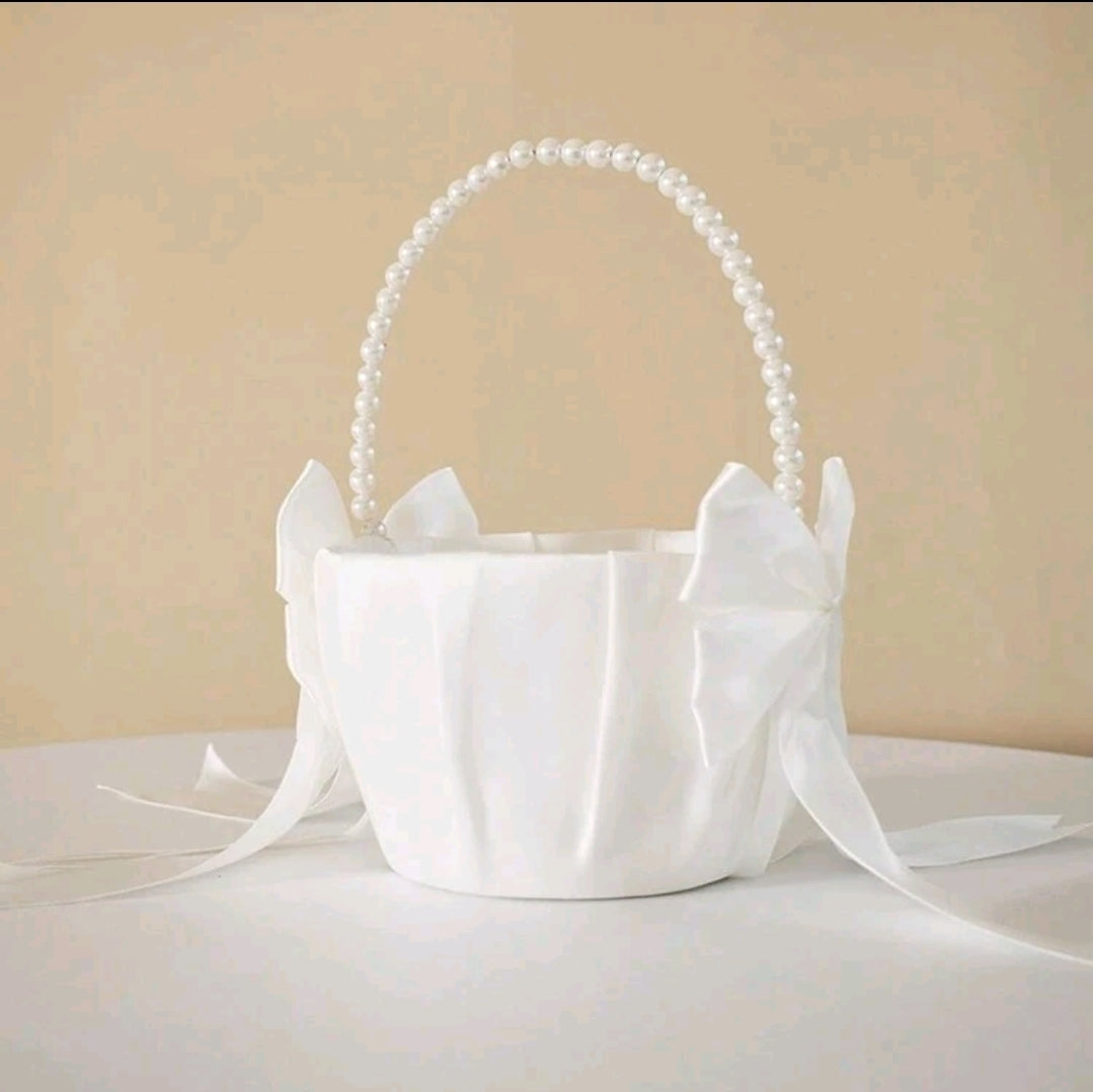 Pearl Handled Wedding Flower Basket