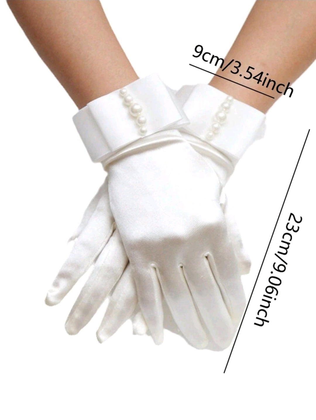 Bridal Satin Pearl Gloves