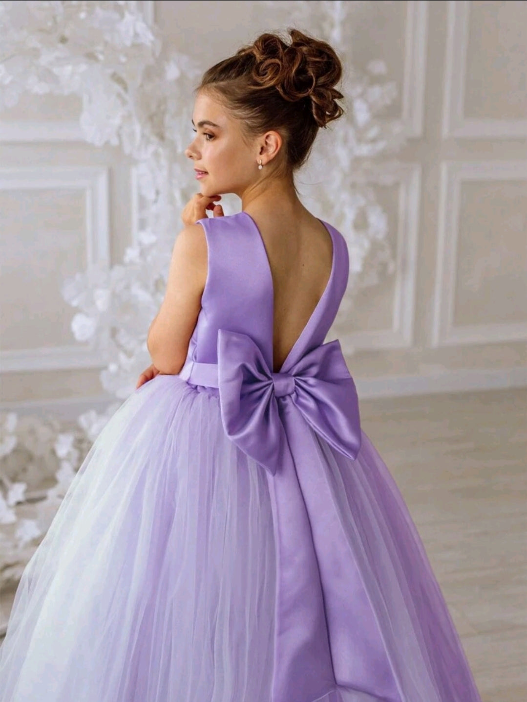 Girl's Bowknot V-Neck Princess Dress