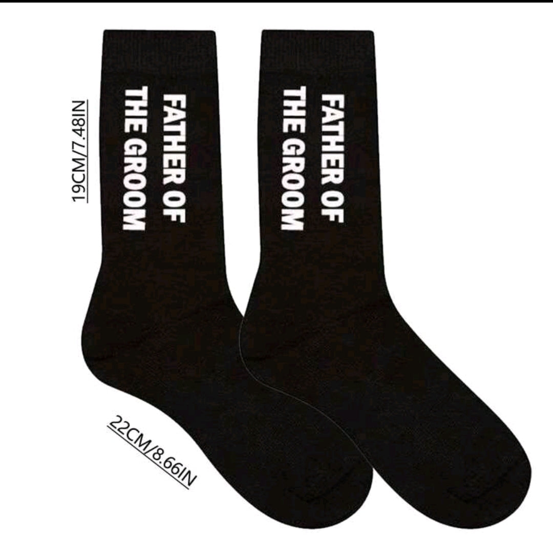 Father of the Groom Letter Print Crew Socks