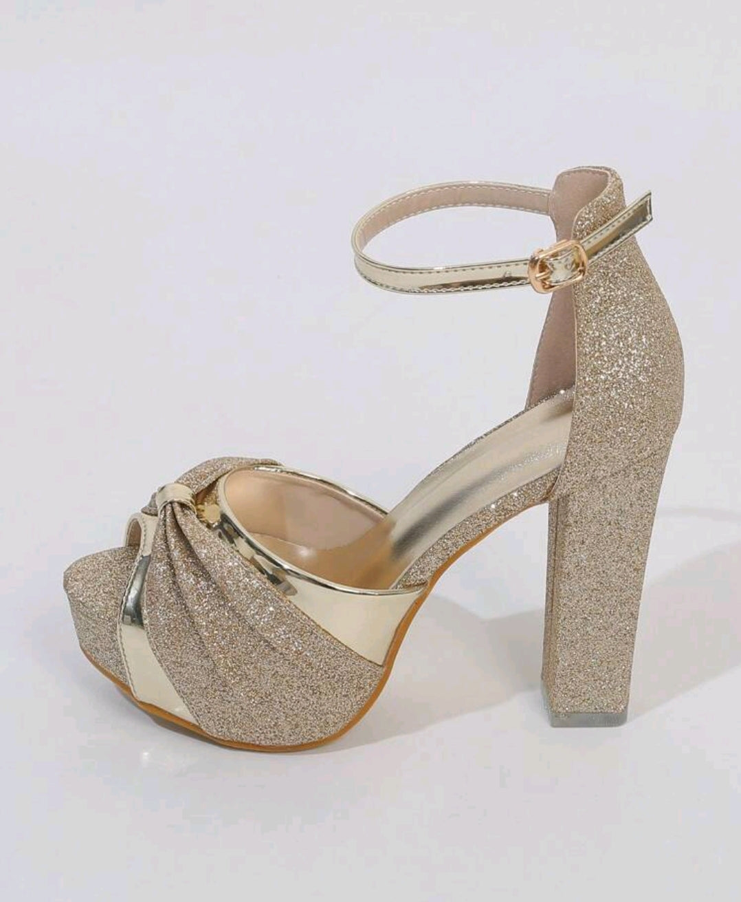 Gold Platform High Heel Peep Toe Sandals