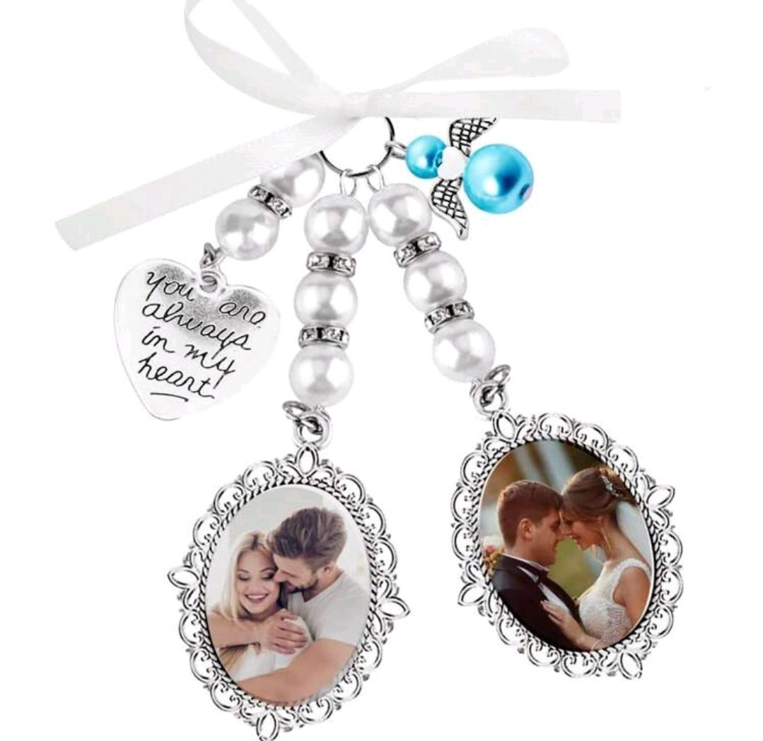 Bridal Bouquet Memory Photo Charm Double Slot