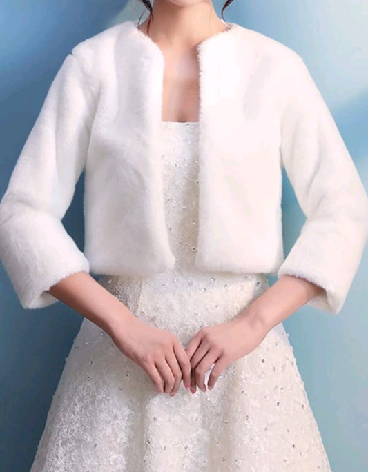 Faux Mink Fur Bridal Jacket