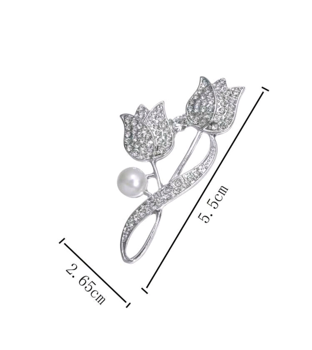 Brooch Rhinestone Tulip Flower