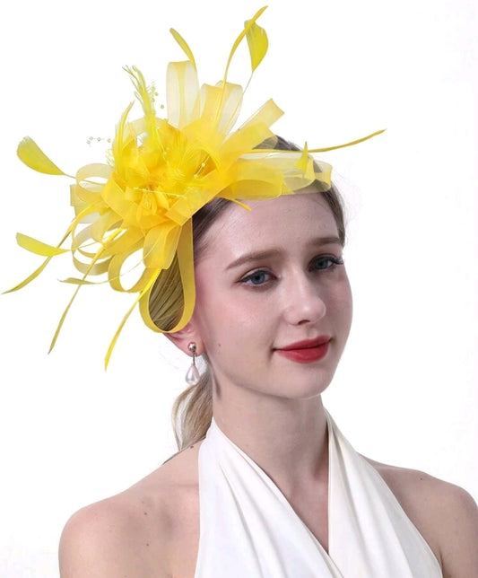 Flower Mesh Feathers Headband