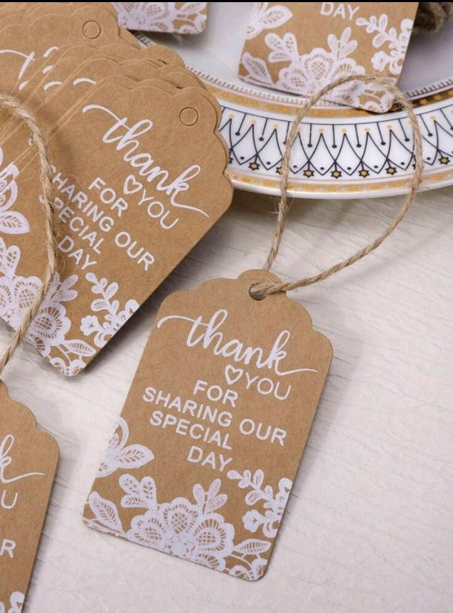 50pcs Wedding  Guests Thank You Cards