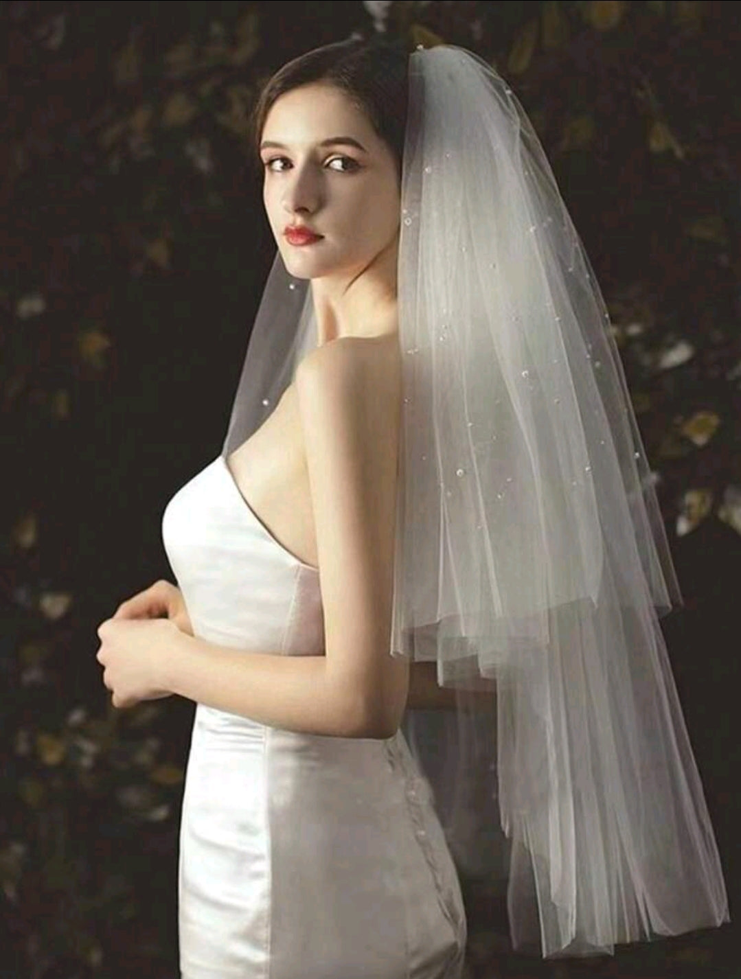 Multi-Layer Fluffy Pearl Veil