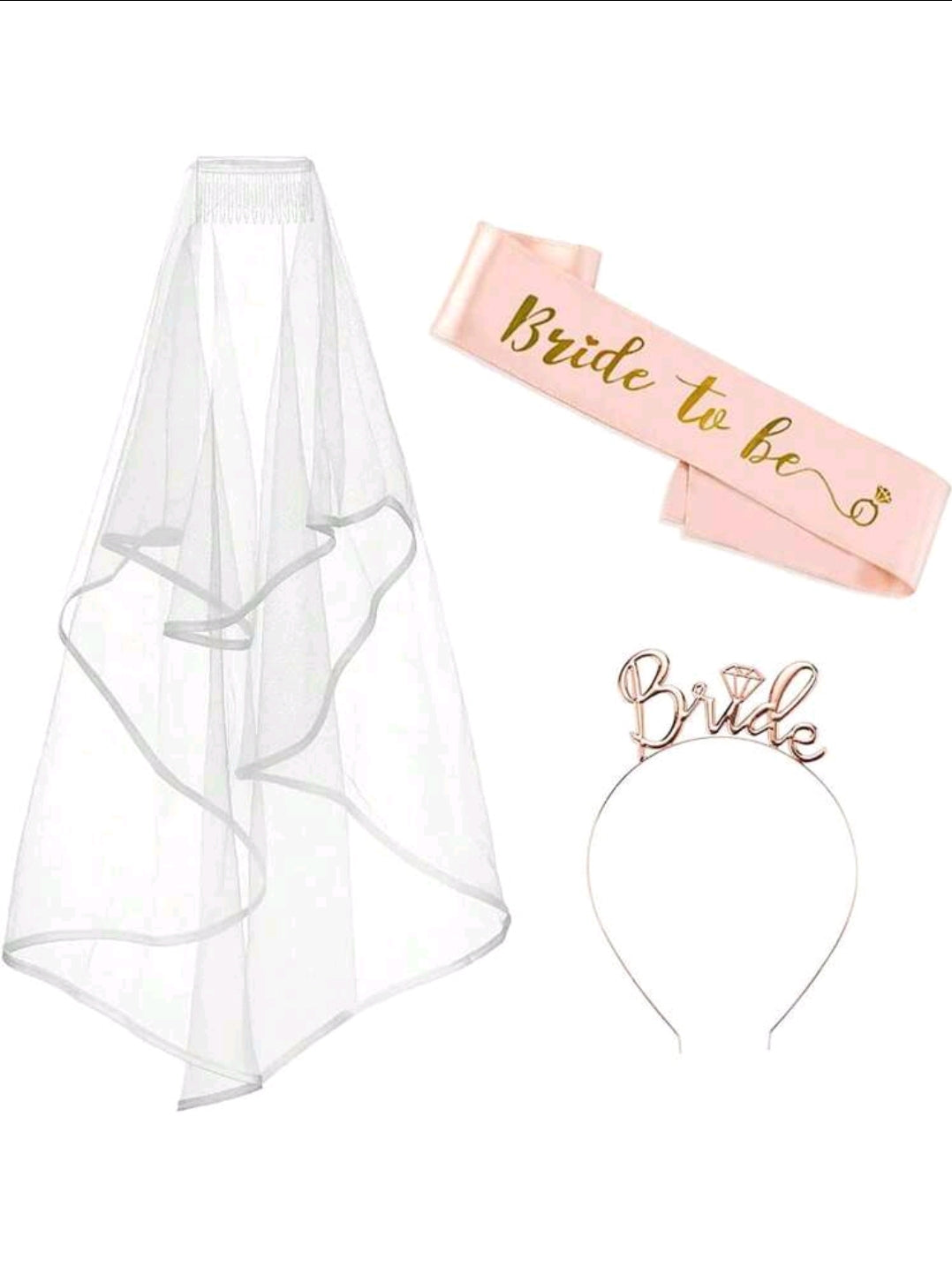 Bride To Be Sash , Veil & Tiara Set