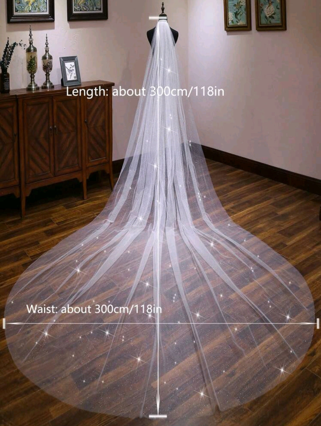 Glittered Single-Layer Tulle Veil