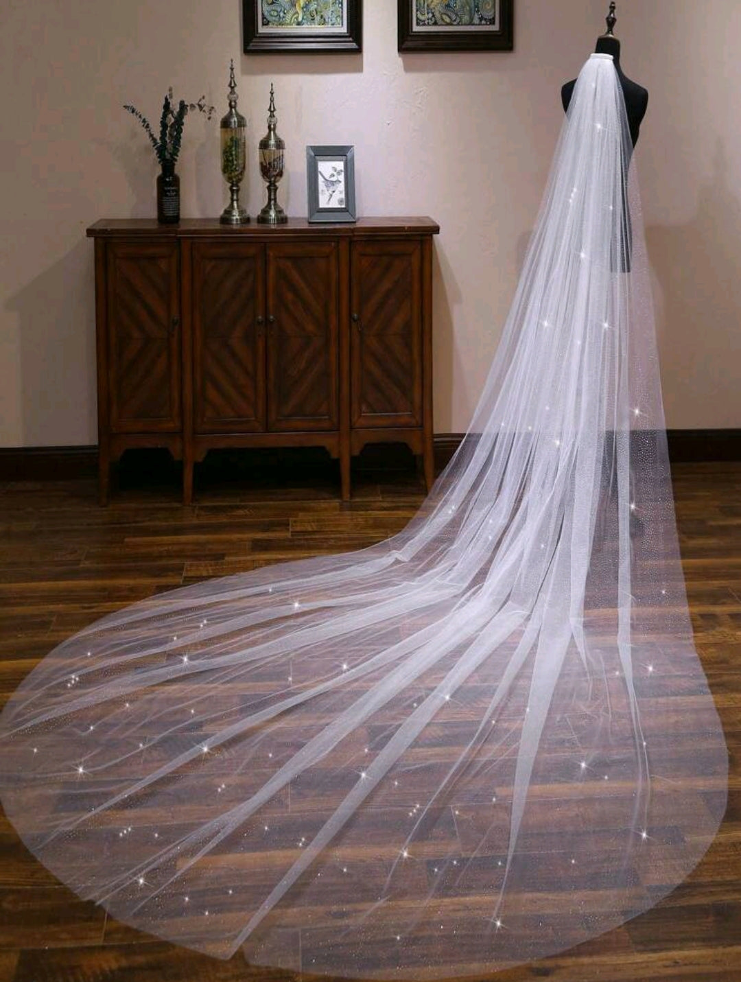 Glittered Single-Layer Tulle Veil