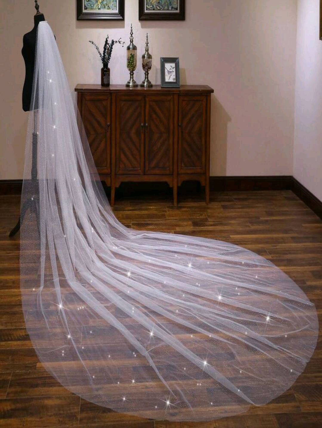 Glittered Single-Layer Tulle Veil