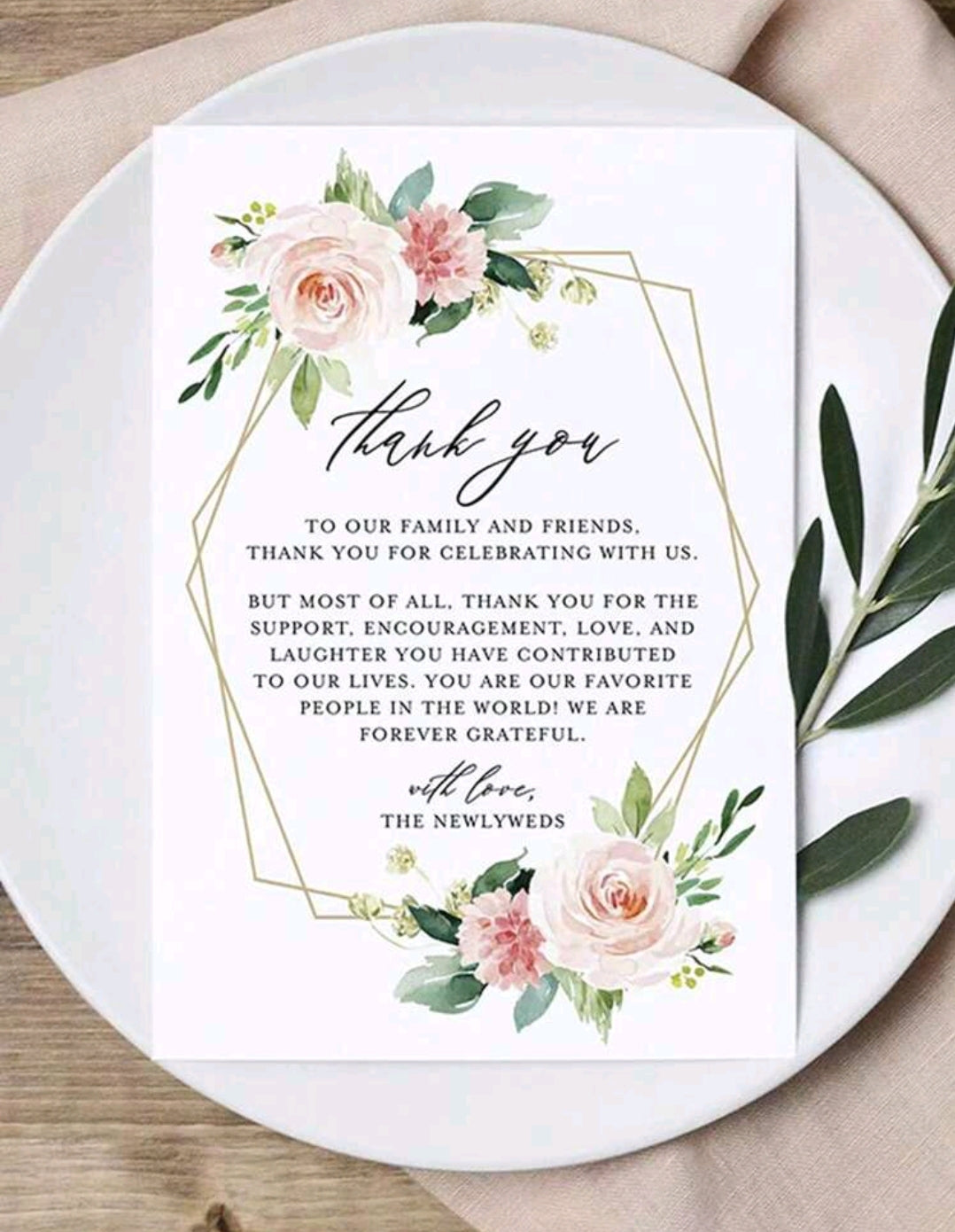 25 Pcs Wedding Thank You Place Setting Cards