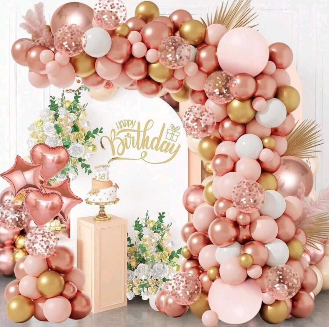 126Pcs Rose Gold Balloon Garland Arch Kit