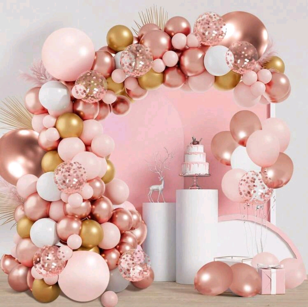 126Pcs Rose Gold Balloon Garland Arch Kit