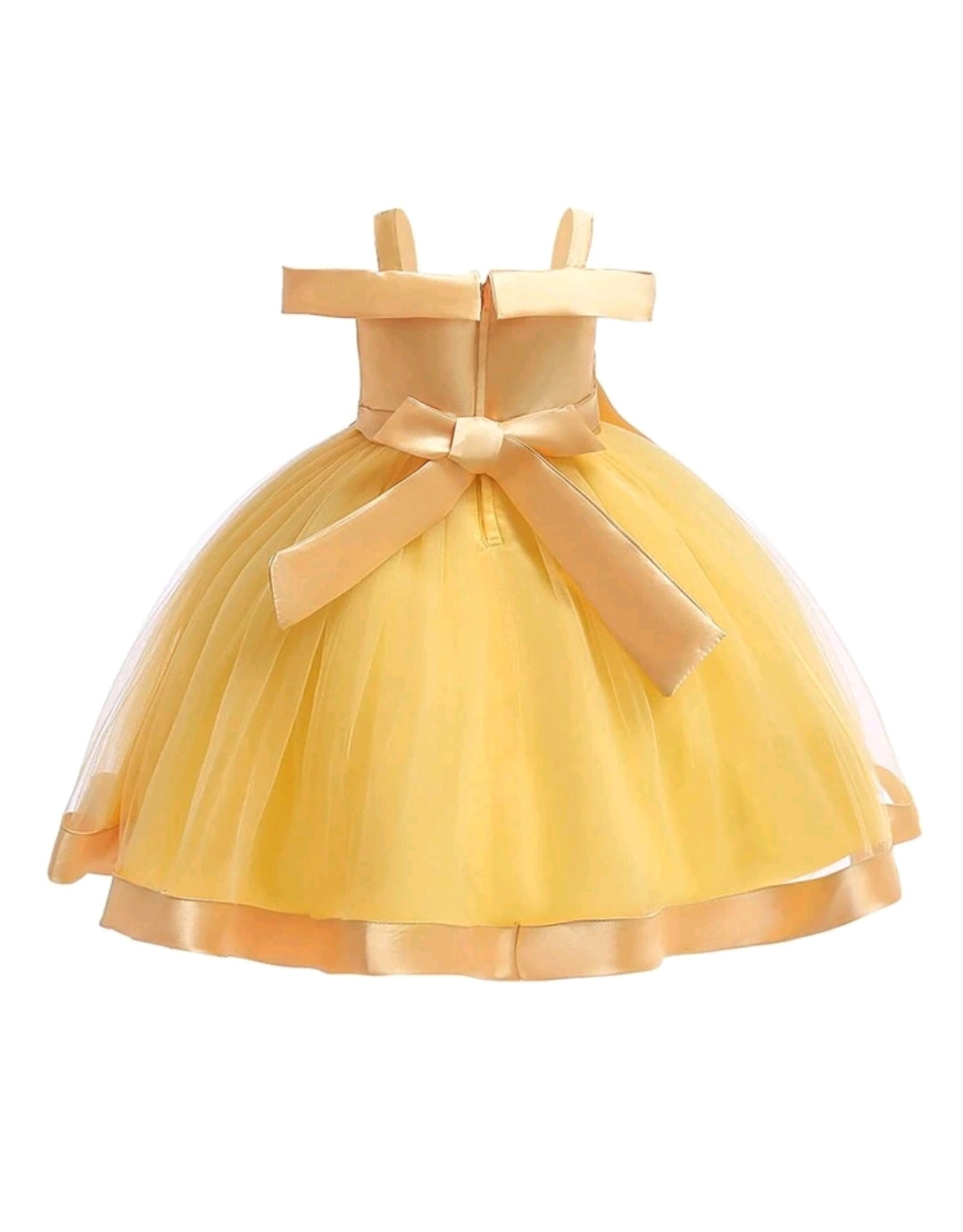 Girl's Mesh & Satin Fabric Strap Puff Dress on Preorder