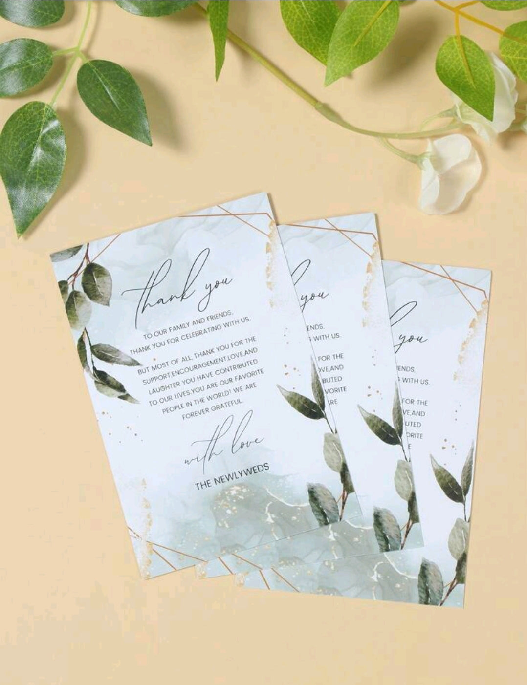 25 Pcs Wedding Thank You Cards