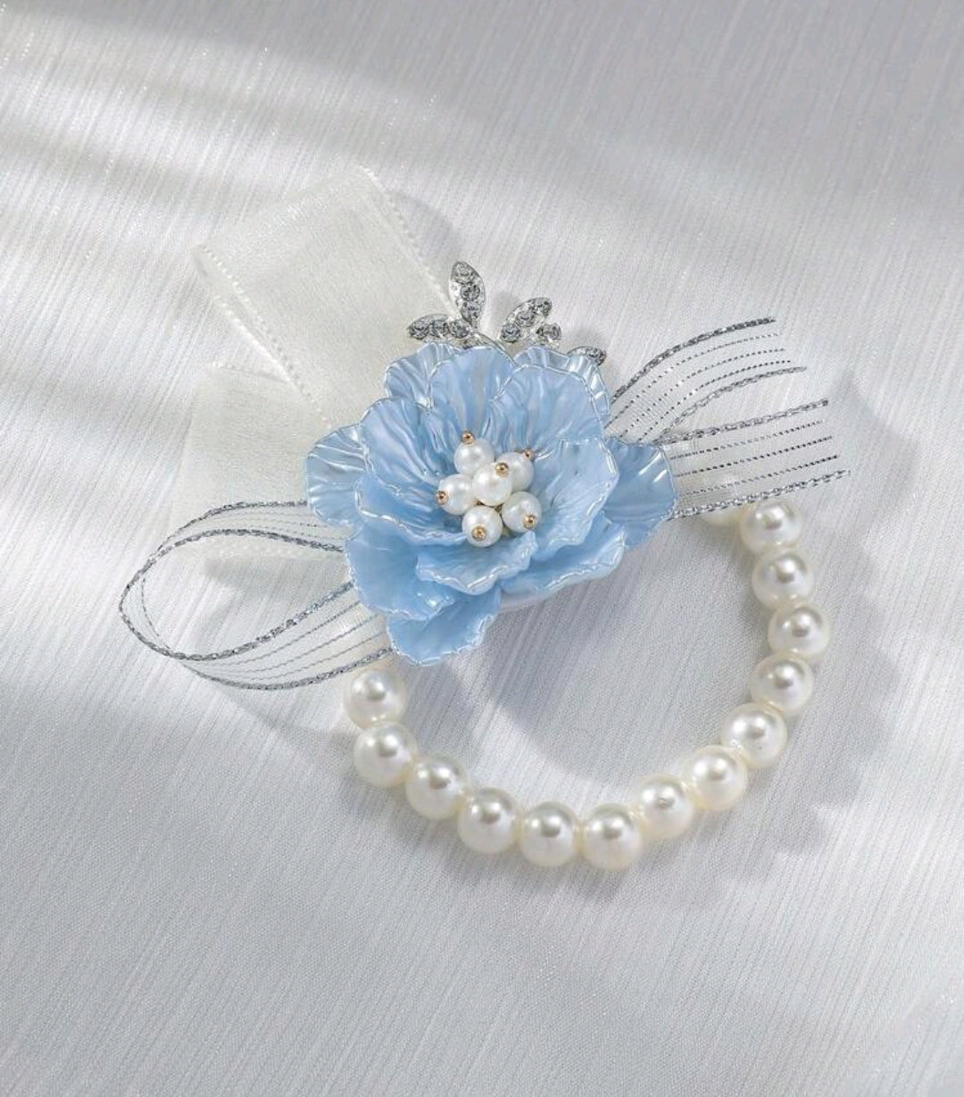 Bridesmaids Wrist Corsage Sky Blue