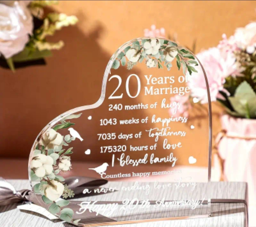 20th Anniversary Plaque Gift