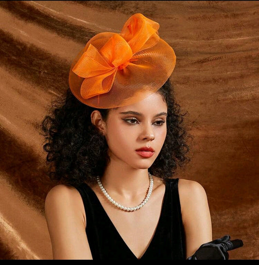 Tea Party Fascinator Headband Orange