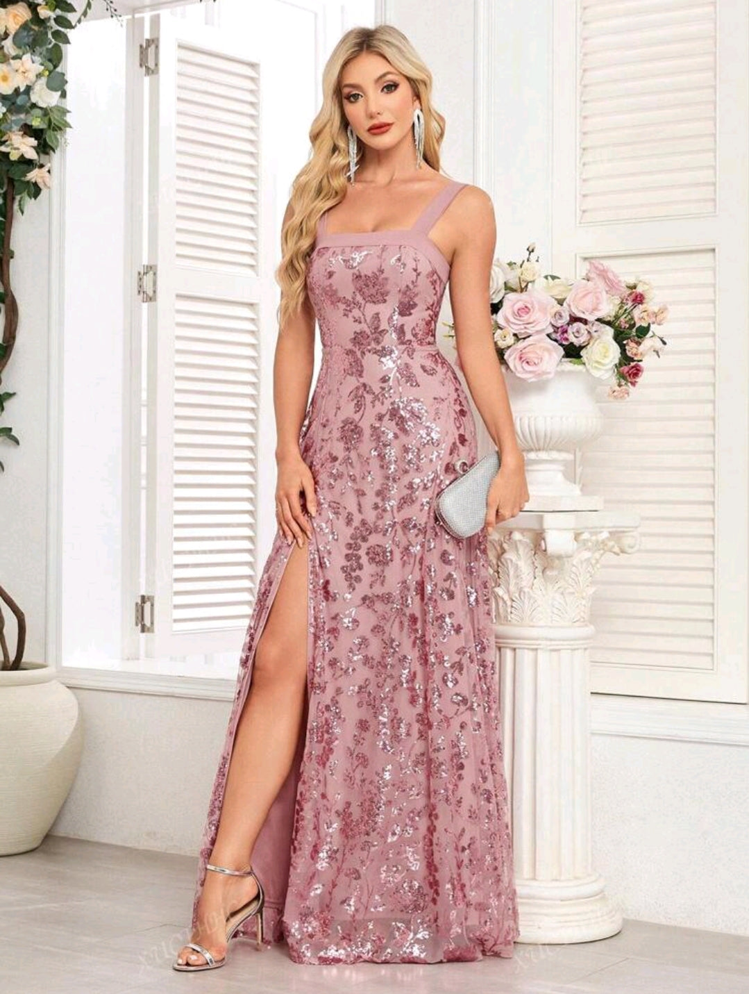 Elegant Formal Evening Dress Pink