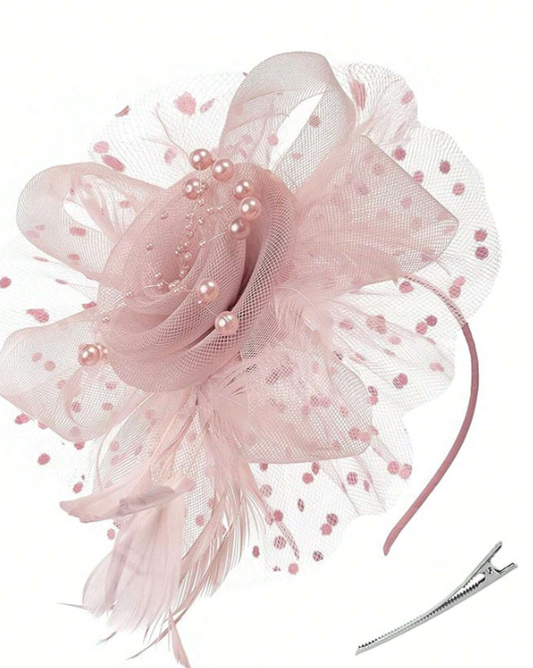 Wedding Fascinator Flower Decor Pink